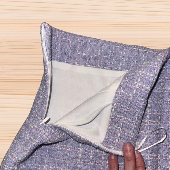 Zara Tweed Mini Skirt in Soft Lilac – Size Medium - Picture 2 of 3